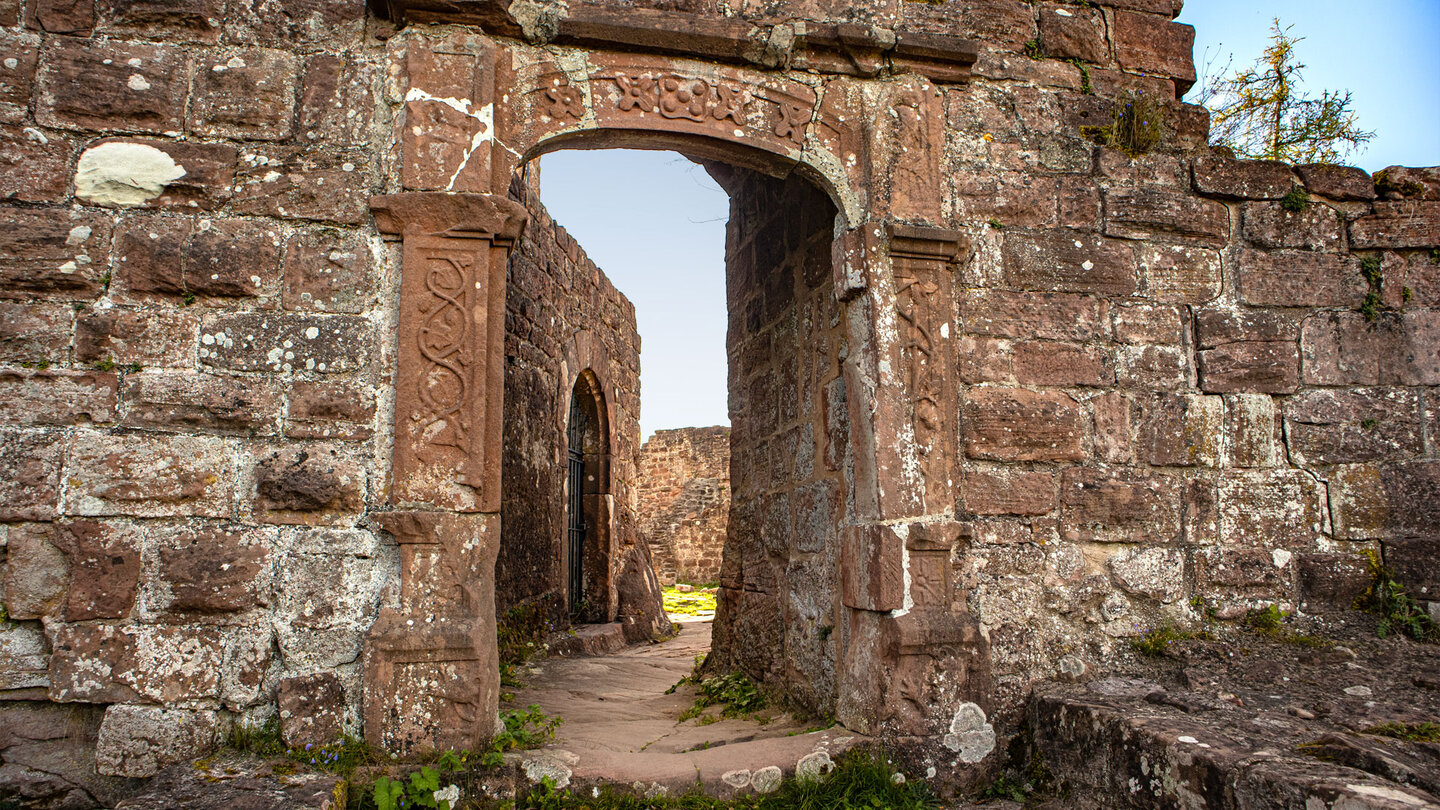 Ornamente am Portal der Ruine Hohenbourg