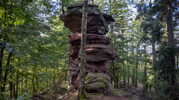 die Felsformation Kaiser-Wilhelm-Turm am Wanderweg