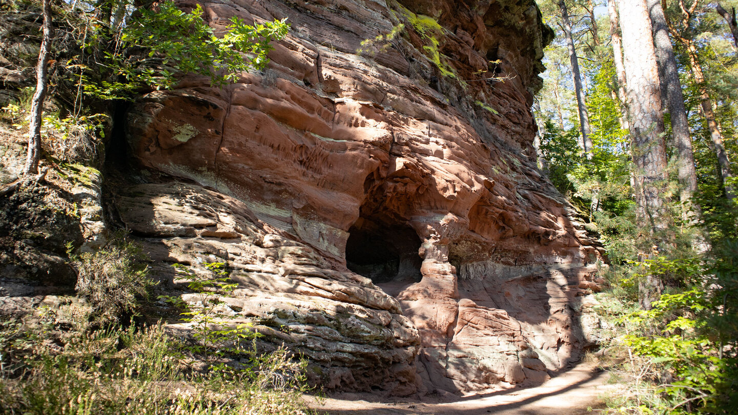 Höhle im Sandstein des Pfaffendellfelsen