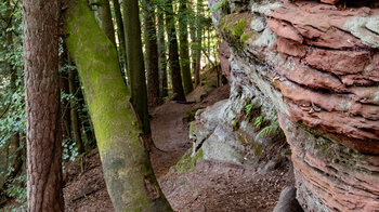 Sandsteinformationen am Waldpfad entlang der Kauert-Tour