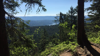 weitreichender Ausblick auf die Schwarzenbachtalsperre vom Zweiseenblick