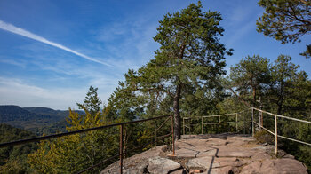 Ausblick vom Felsplateau des Zigeunerfelsens auf die nördlichen Vogesen