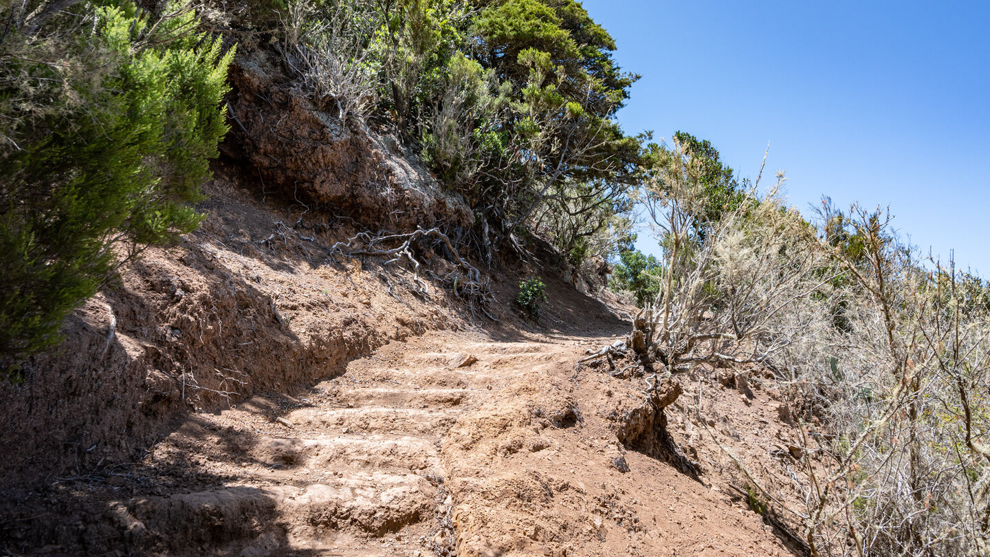 Erodierter Wanderpfad auf der Route nach Epina