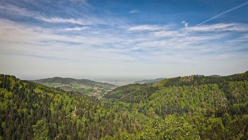 Aussichtspunkt Wiedenfelsen mit Blick übers Bühlertal in die Rheinebene