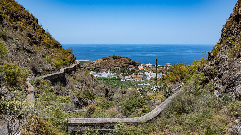 Ausblick Los Silos vom Barranco de Las Moradas