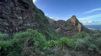 Blick auf den Roque de Las Moradas bei der Abwanderung nach los Silos