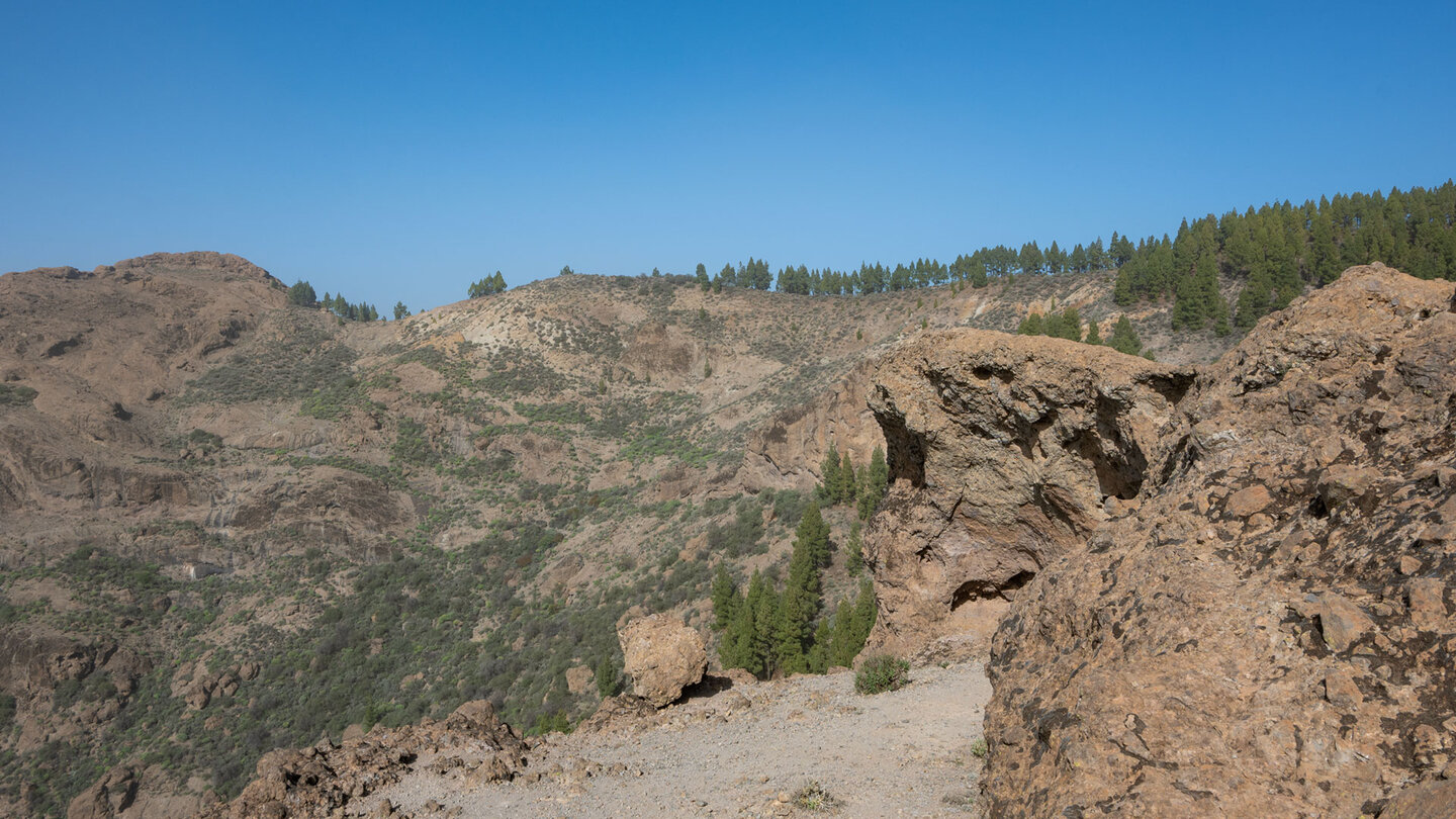 Blick über die Schlucht Barranco de Meca zum El Montañon