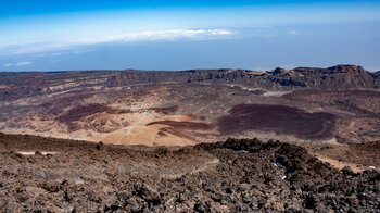 Ausblick vom Aussichtspunkt La Rambleta in den Halbkrater der Caldera