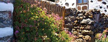 Blumenpracht in den Gärten der liebevoll restaurierten Häuser El Pinars auf El Hierro