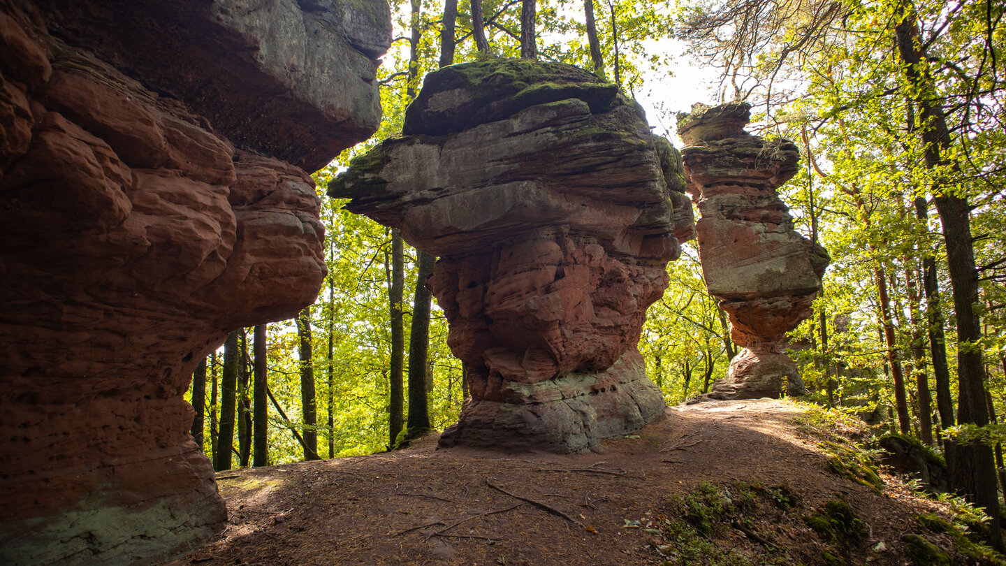 Blick entlang der Rumbergtürme vom Lochfels zum Wespenfels