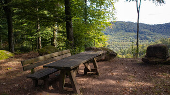 Rastplatz mit Blick auf den Pfälzerwald unterhalb des Rumberg