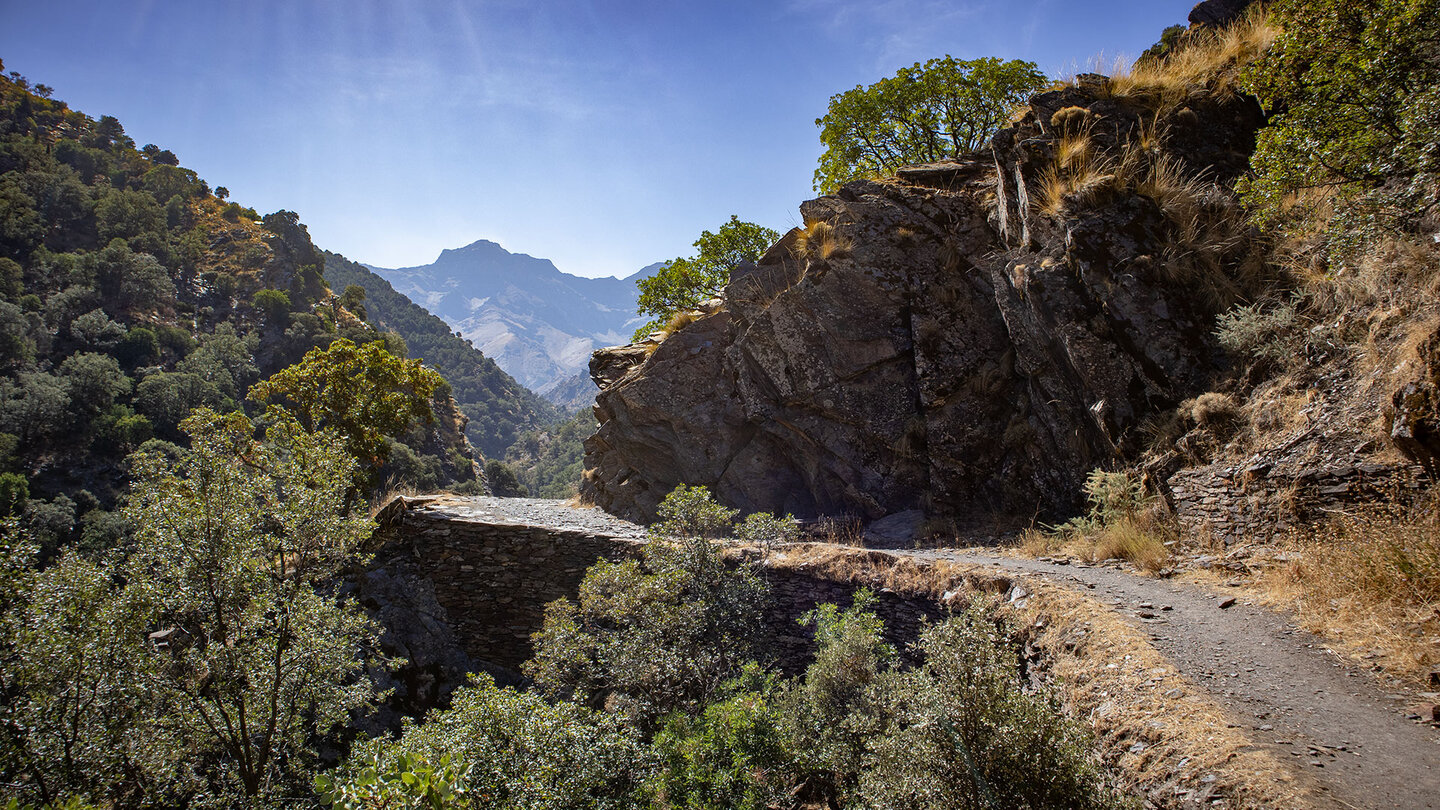 Blick auf den Alcazaba vom Wanderweg Vereda de la Estrella