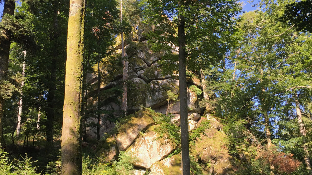 Die Eulenstein Felsen sind ein Geotop im Bühlertal