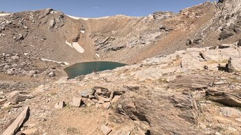 Steinbock vor der Laguna de la Caldera