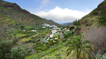 Blick auf los Berrazales im Barranco de Agaete auf Gran Canaria