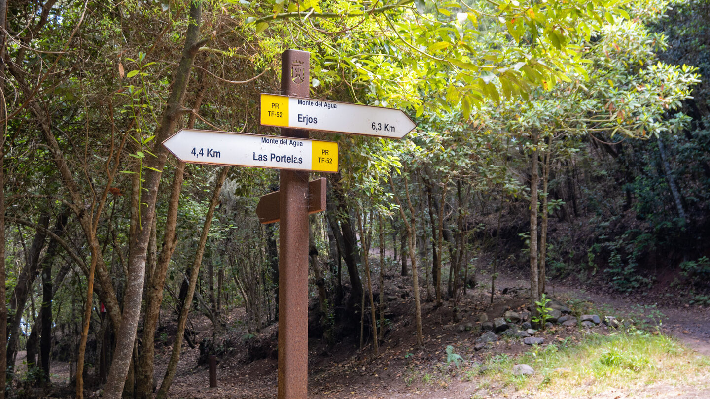 Wanderroute zwischen Las Portales und Erjos im Lorbeerwald Monte del Agua