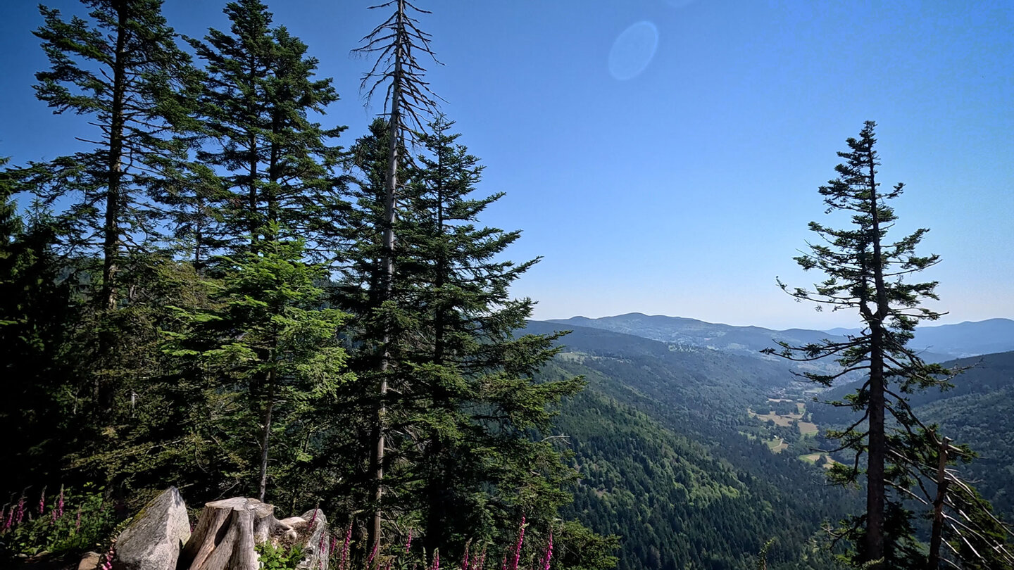 Aussicht über das Tal von Stosswihr vom Sentier des Roches