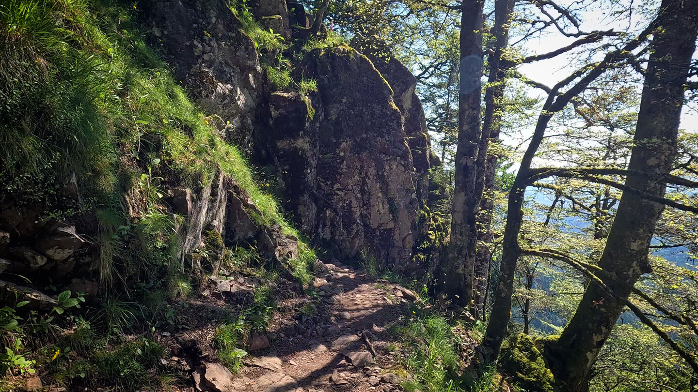 Felsflanken entlang der Wanderung auf dem Sentier des Roches