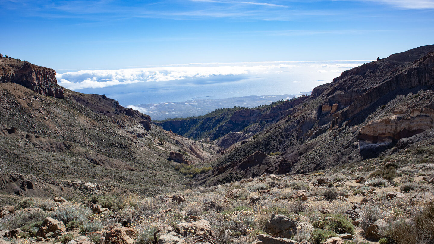 Ausblick über die spektakuläre Schlucht Barranco del Río bis zum Atlantik