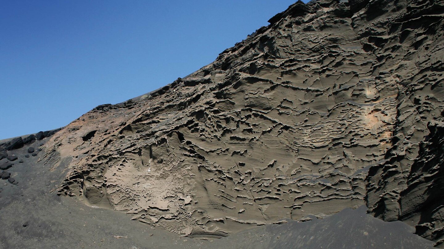 Tuffgestein am Krater El Golfo auf Lanzarote