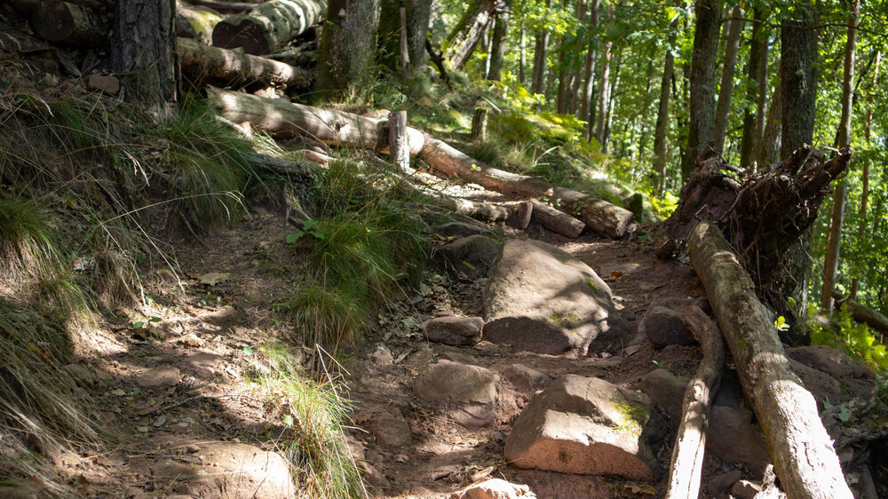 Aufstiegspfad zu den Felswänden des Hochstein-Massivs