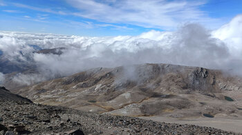 Blick vom Mulhacén auf die Lagunenlandschaft in der Sierra Nevada