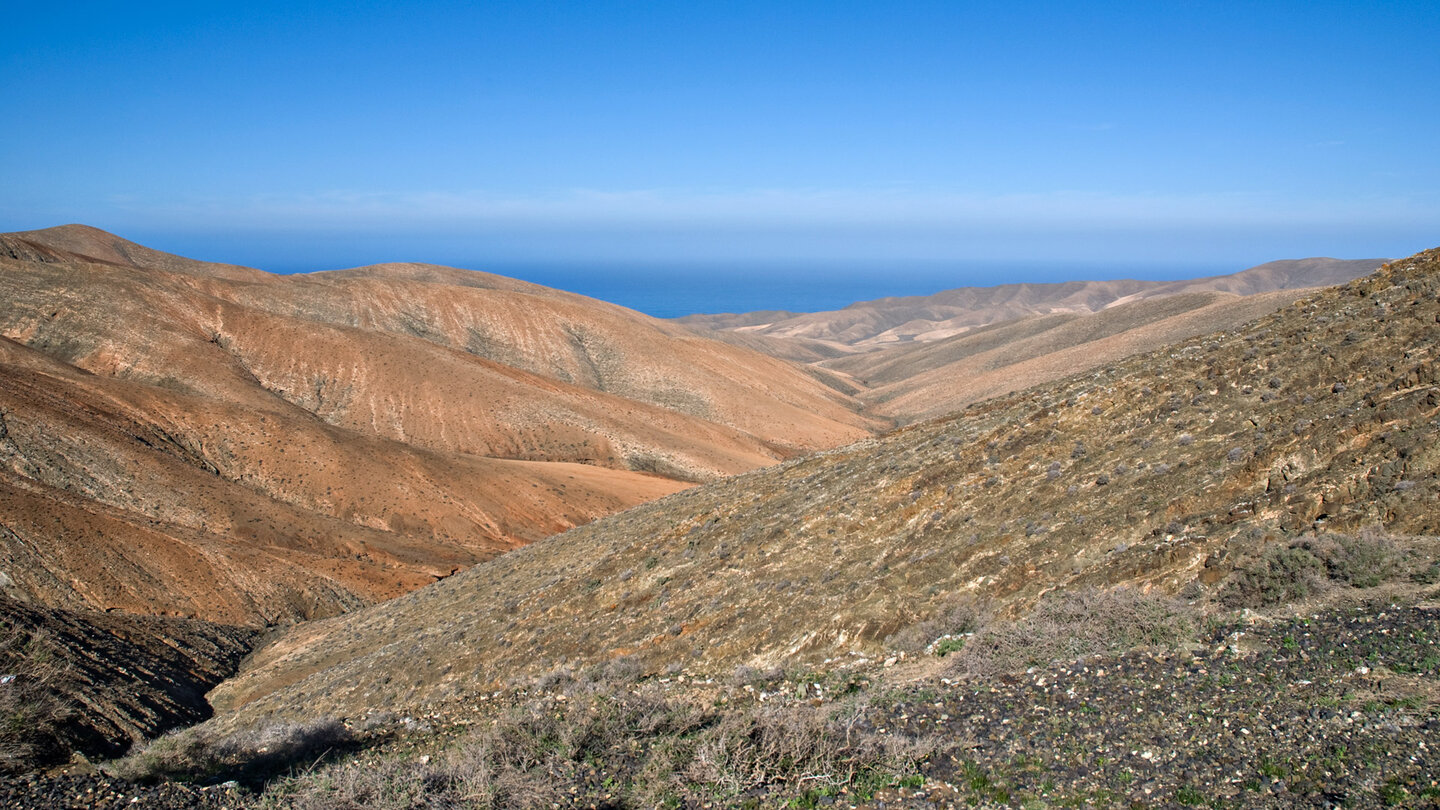 Blick in den Barranco Valle de la Fuente von der Degollada del Viento auf Fuerteventura