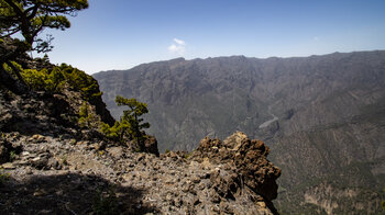 Blick vom Gipfel des Pico Bejenado auf das Panorama der Caldera de Taburiente