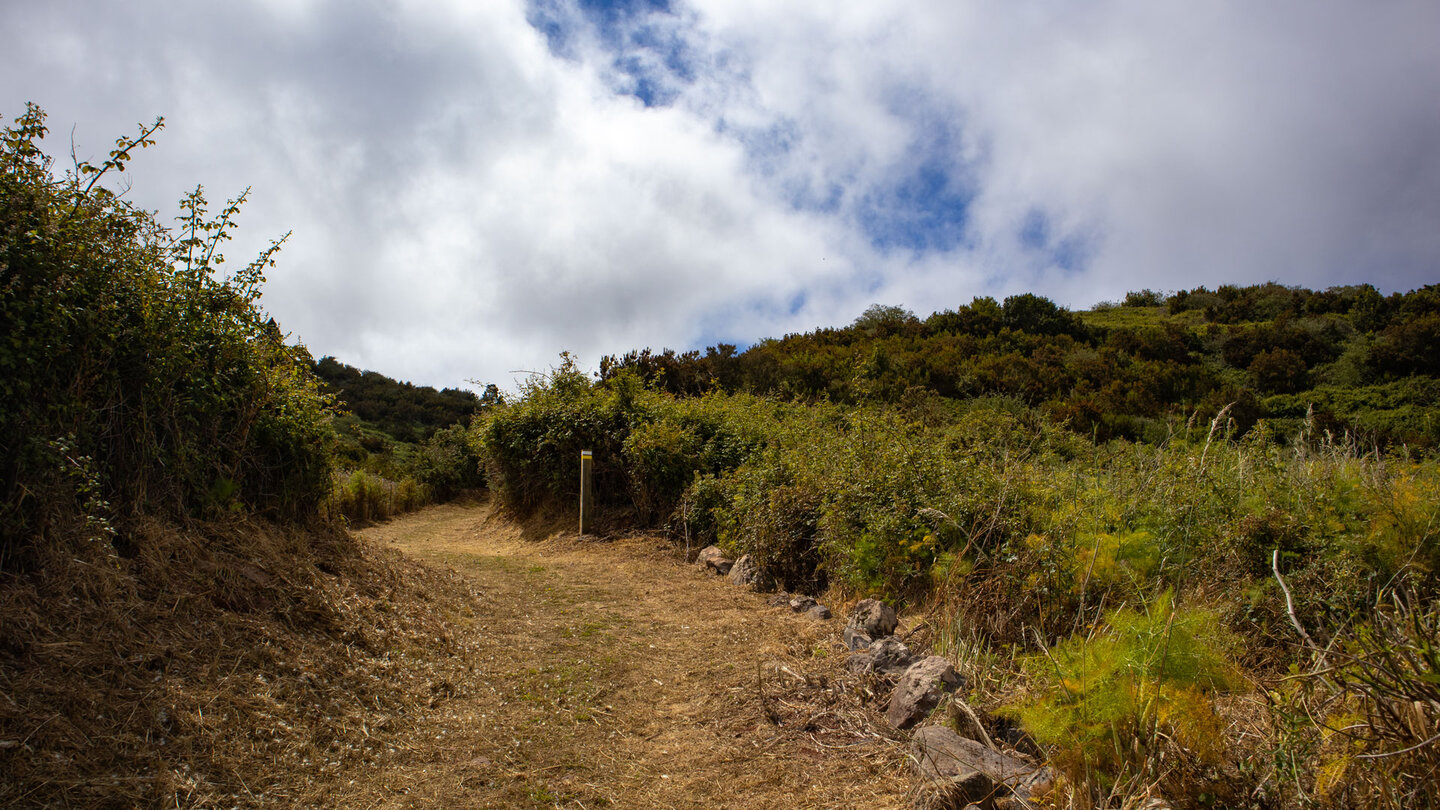 Wanderweg durch sanfte Hügellandschaft