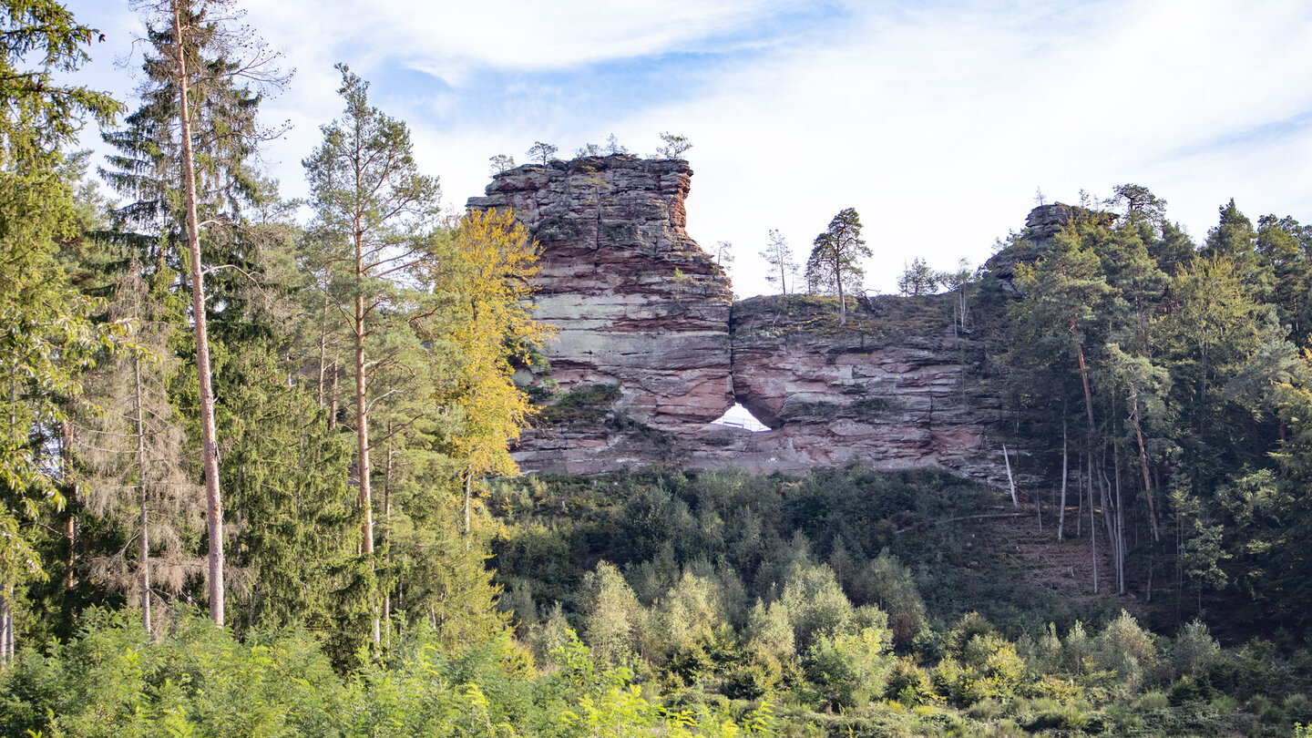 der Büttelfels vom Ausgangspunkt der Wanderung