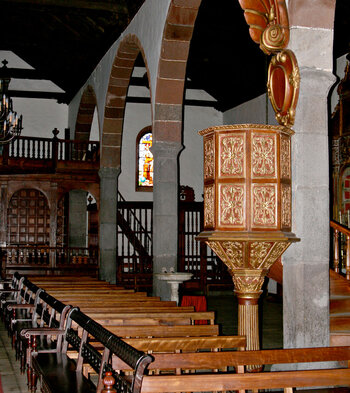 reich verzierte Kanzel in der Kirche Nuestra Señora de Los Remedios in Los Llanos de Aridane