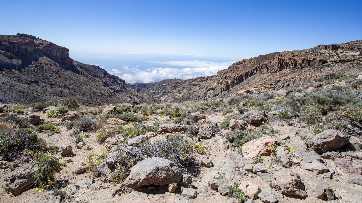 der Beginn der Schlucht Barranco del Río unterhalb der Degollada de Guajara