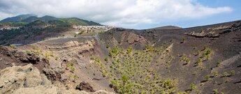 Blick in den Krater des Vulkans San Antonio im Naturdenkmal Teneguía auf La Palma