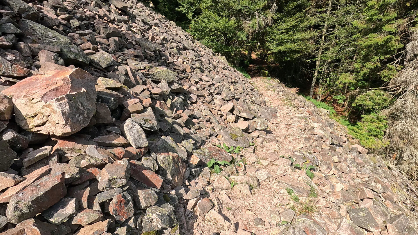 Wanderweg GR 531 durch die Blockhalde bei Baerenbach