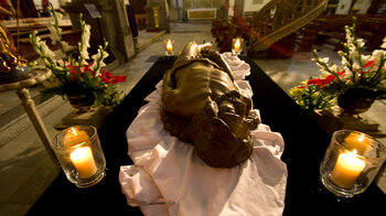 aufgebarte Jesus-Figur in der Iglesia de El Salvador in Santa Cruz de La Palma