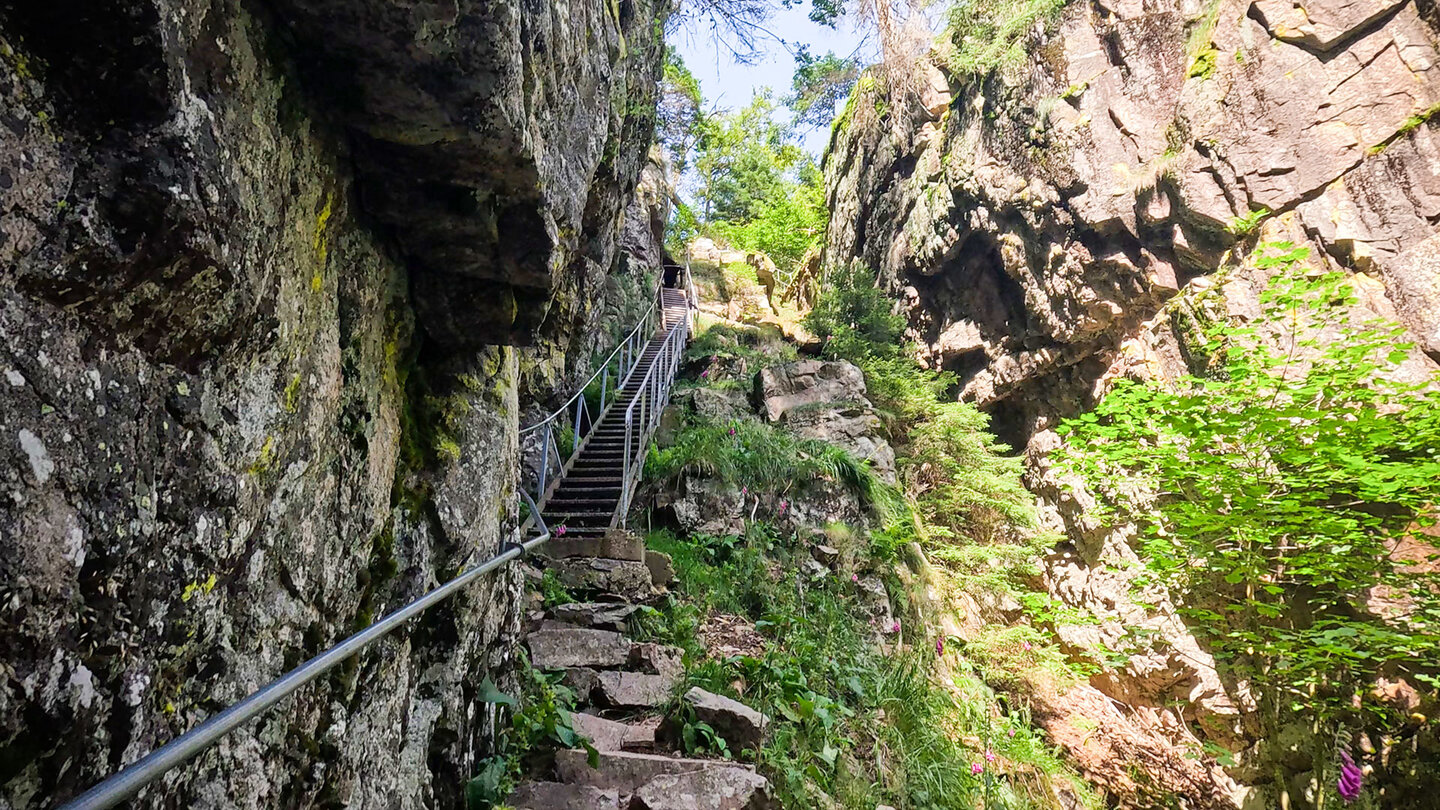 Aufstieg  über die »Escaliers des Hirschsteine«