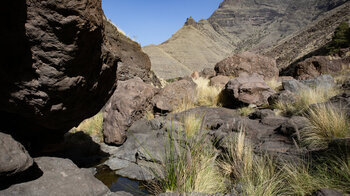 wandern mit Findlingen und Wassergumpen entlang der Risco-Schlucht