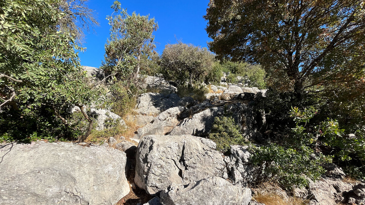 Felsen aus Kalkgestein am Wanderweg Cerrada del Utero