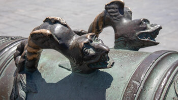 kunstvolles Detail an einer Kanone der Bateria de Santa Barbara in Puerto de la Cruz