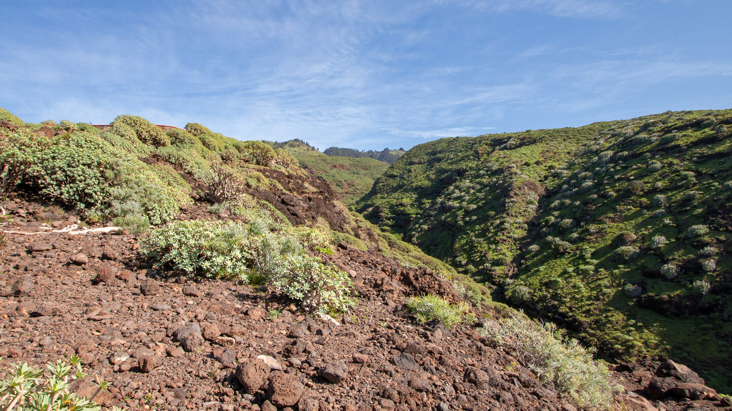 Blick zurück vom Mirador Puerto de Garafía in den Barranco Fernando Porto auf La Palma