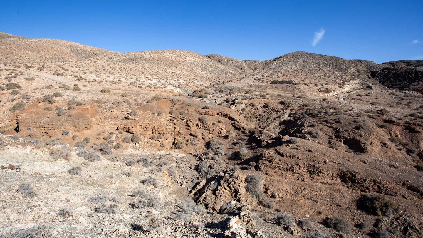 erodierte Schluchten im Monumento Natural de Montaña Cardón