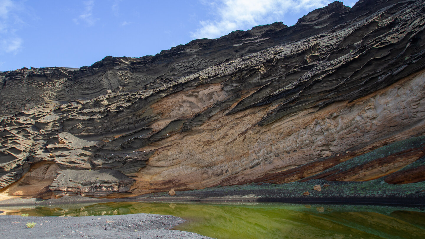der Krater El Golfo mit der Lagune Charco de los Clicos im Vulkanpark auf Lanzarote
