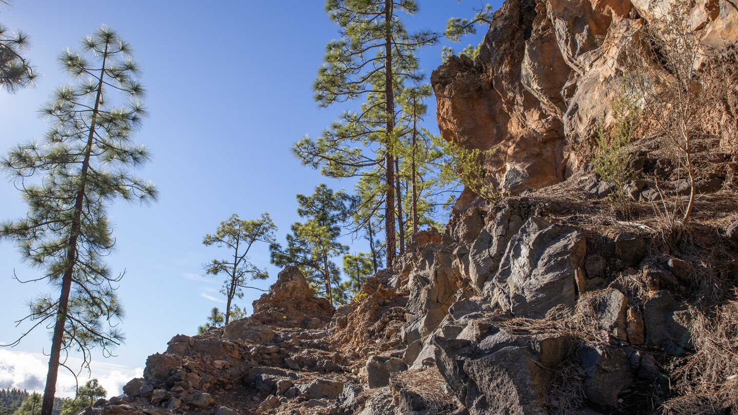 Wegpassage durch Felsklippen über der Infierno-Schlucht