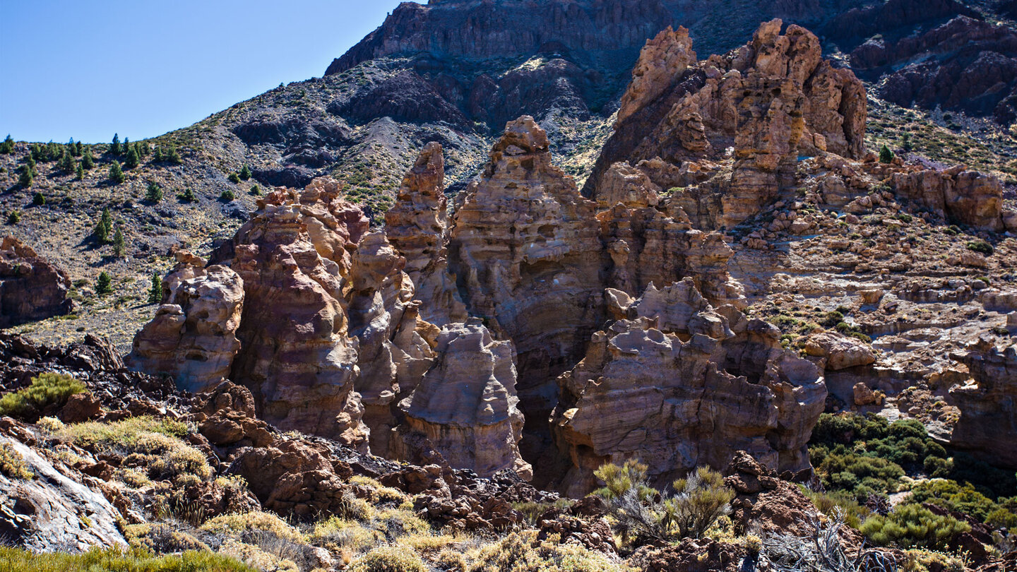 die gelbe Felsformation der Piedras Amarillas zu Beginn der Wanderung