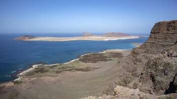 Aussicht auf La Graciosa vom Mirador de Guinate auf Lanzarote