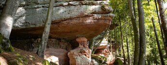 Hohle Felsen mit erodierten Buntsandsteinsäulen