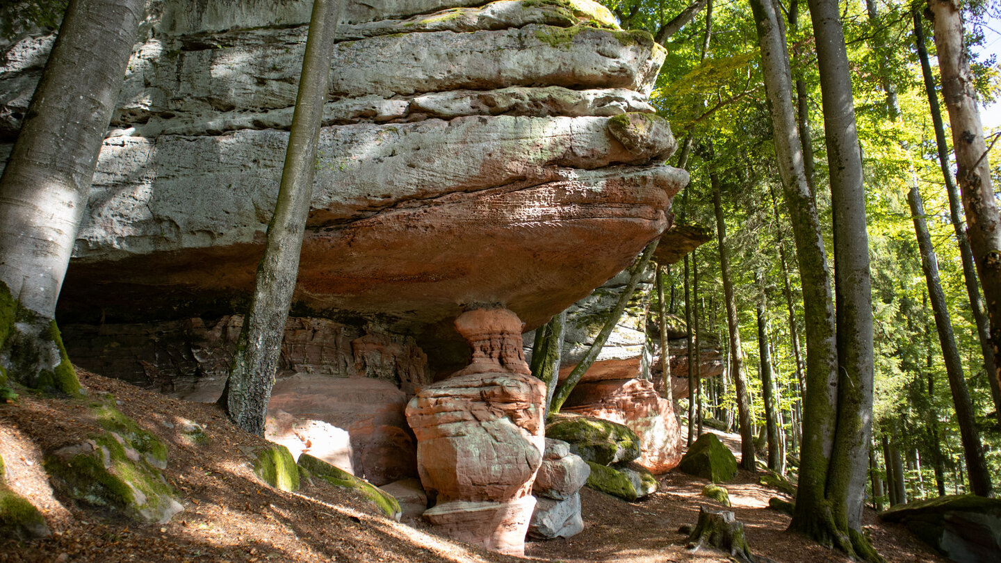 Hohle Felsen mit erodierten Buntsandsteinsäulen