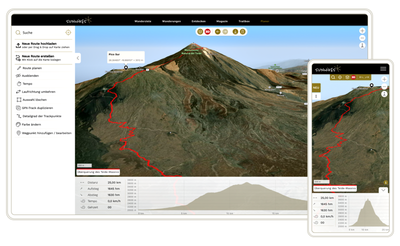 Sunhikes 3D-Routenplaner für Wanderungen | © Sunhikes Sunhikes 3D-Routenplaner | © Sunhikes